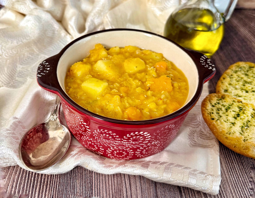 ZUPPA LENTICCHIE ROSSE PATATE E ZUCCA